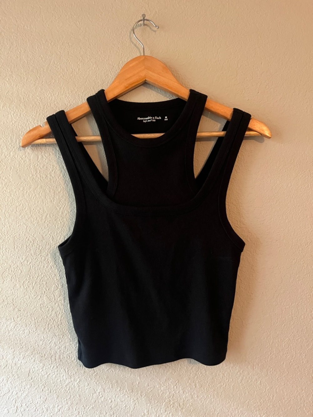 Abercrombie & Fitch Black Ribbed Square Neck Tank Medium